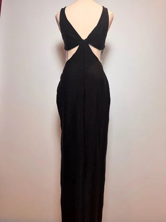 Vintage Versace Black Long Jersey Dress w/ PVC Inserts – Size 44 - Picture 9 of 11